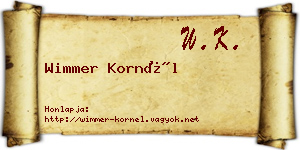 Wimmer Kornél névjegykártya